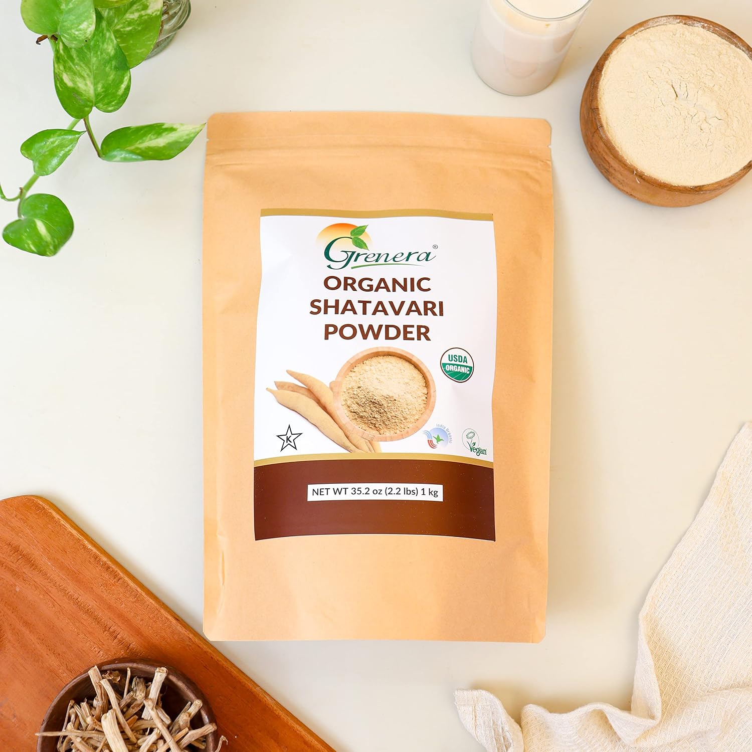 Grenera Organic Shatavari Root Powder | Single Ingredient, Non-GMO & Gluten-free | Asparagus racemosus | 1 kg - görsel 4