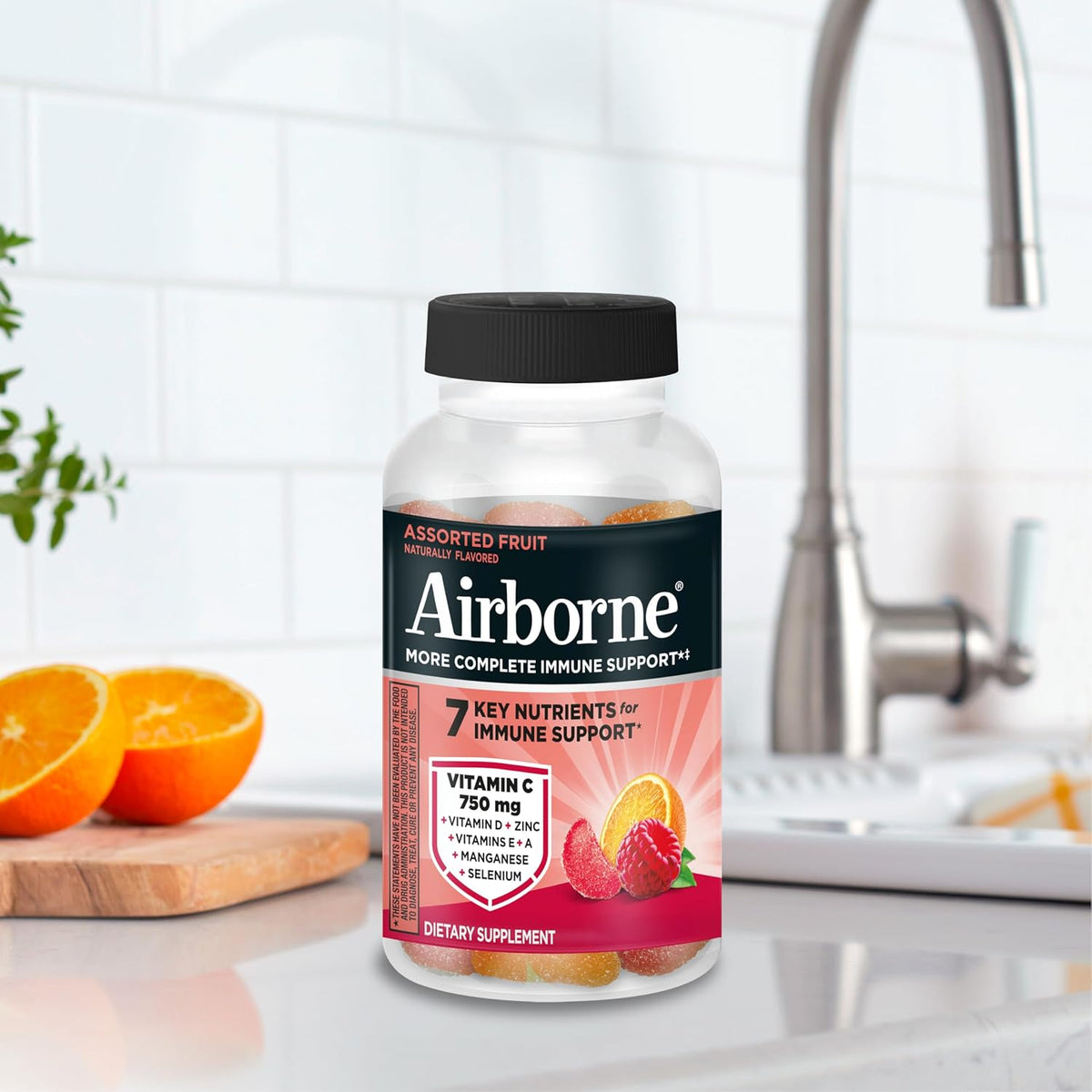 Airborne Vitamin C Gummies, 1000mg per Serving, Assorted Fruit Flavours (21 Gummies) - görsel 10