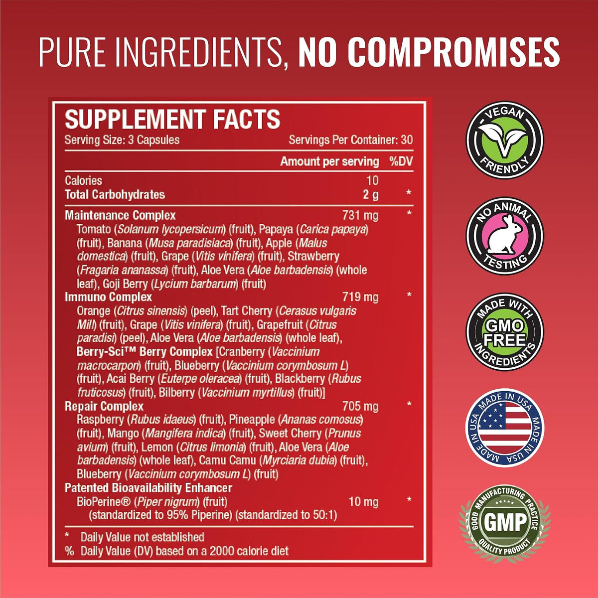 Approved Science Fruits & Veggies – Whole Food Supplement – 42 Fruits and Vegetables – 270 Capsules - görsel 4