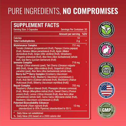 Approved Science Fruits & Veggies – Whole Food Supplement – 42 Fruits and Vegetables – 270 Capsules