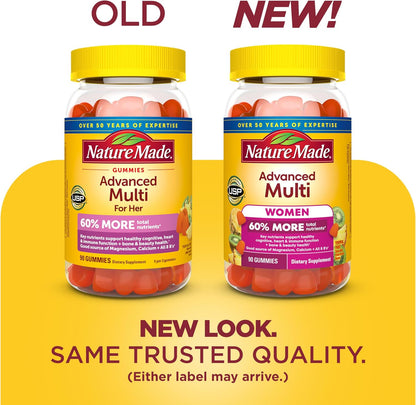Nature Made Advanced Women's Gummy Multivitamins - With Magnesium Citrate, Calcium & B Vitamins, 90 Gummies