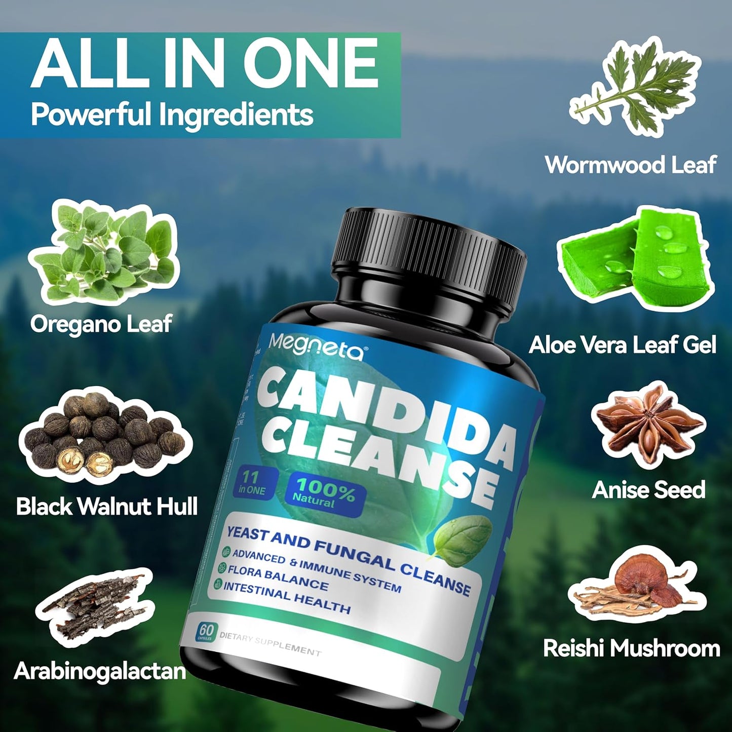 Candida Cleanse Food Supplement, Immune Health Support, 120 Capsules - görsel 3