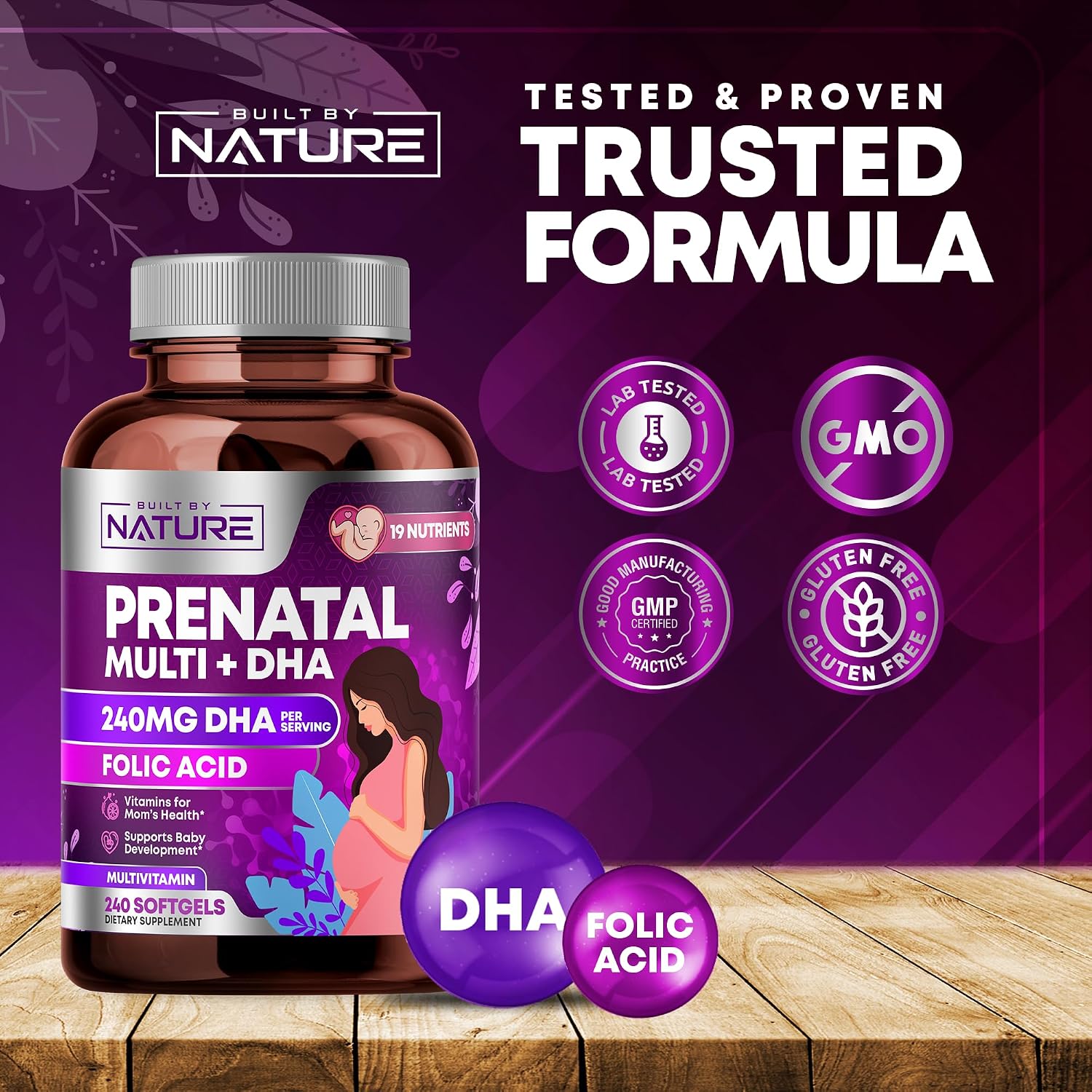 Built by Nature Prenatal Vitamins for Women, 240 Soft gel capsules - görsel 9