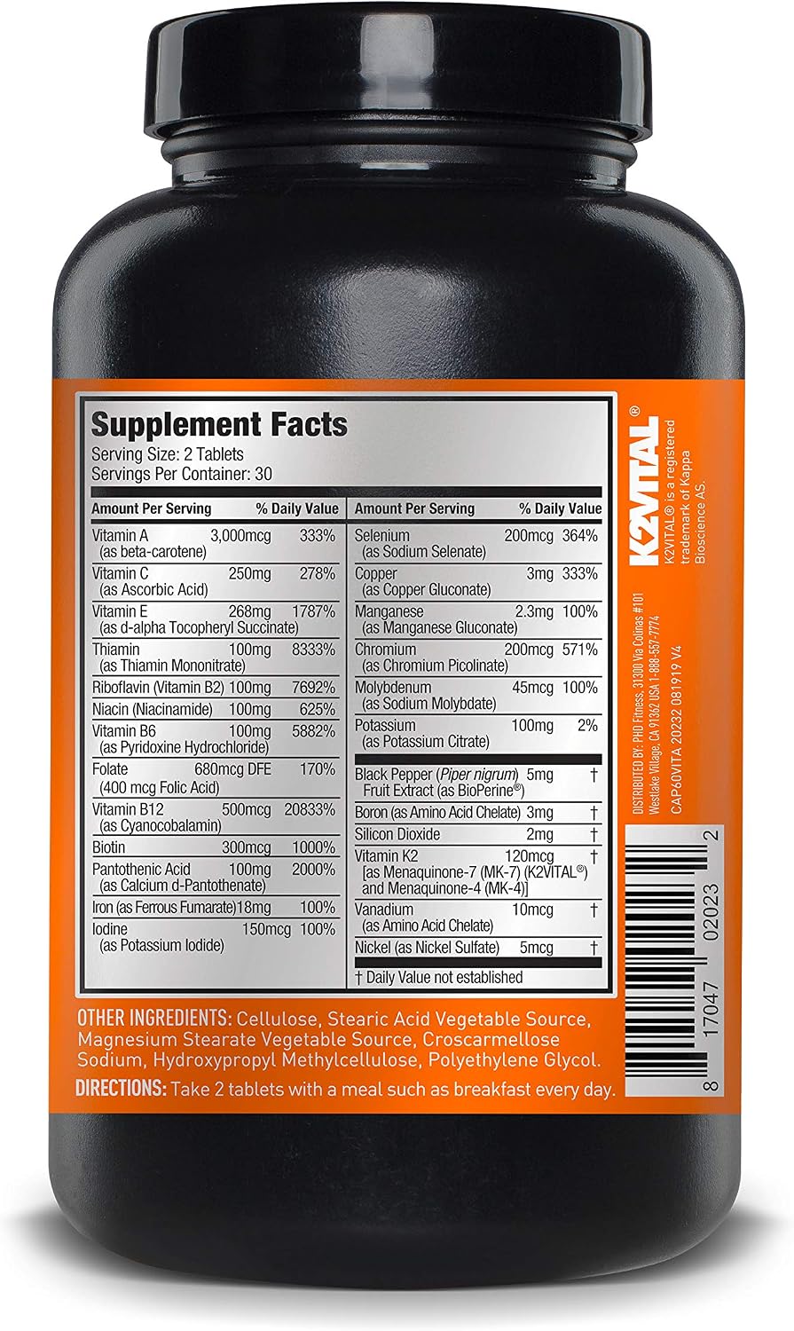 Vita JYM Daily Multivitamin and Mineral Support for Men and Women, 60 Tablets - görsel 5