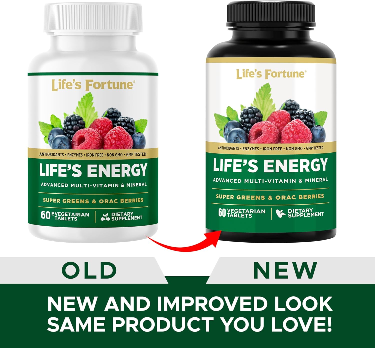 Life's Energy Advanced Daily Multivitamin with Super Greens – Iron Free, Vegetarian, 60 Tablets - görsel 6