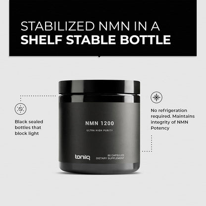 Toniiq NMN Supplement - 1200mg, 98% Purity, Stabilised, 60 Capsules