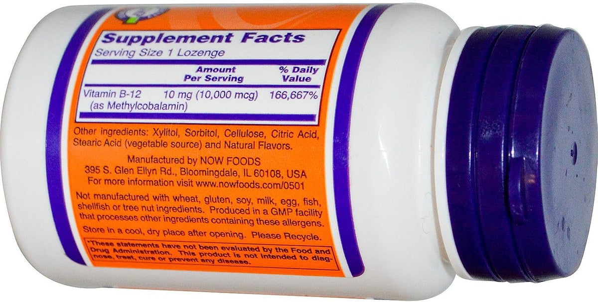 NOW Foods Methyl B-12 - Extra Strength Methylcobalamin - 10,000 mcg (60 Lozenges) - görsel 2