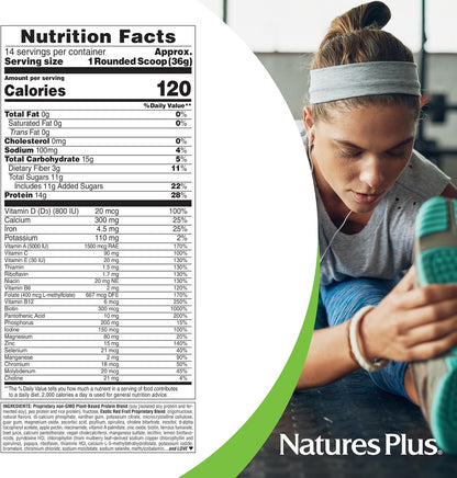 NaturesPlus SPIRU-TEIN, Exotic Red Fruit - Plant-Based Protein Powder - 500g (14 Servings)