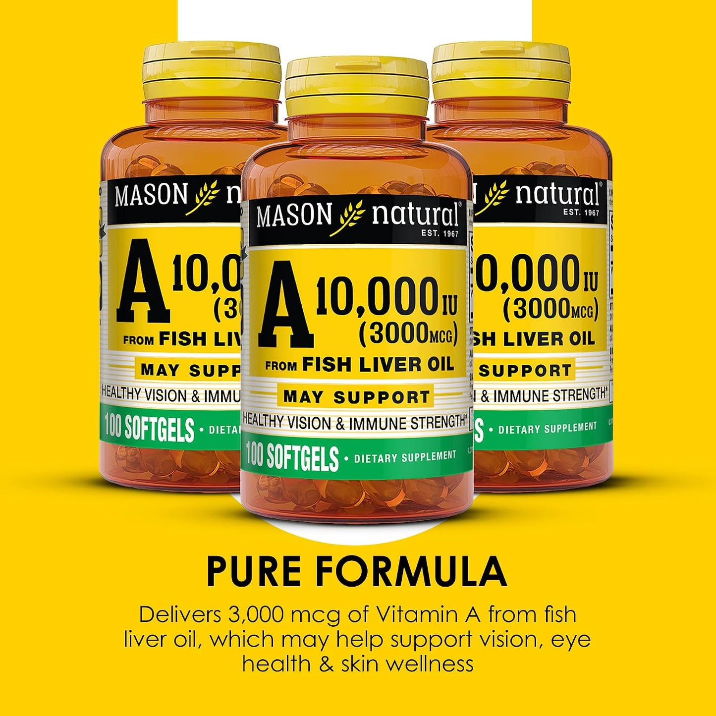 MASON NATURAL Vitamin A 10,000 IU (3,000 micrograms) from Fish Liver Oil, 100 Softgels - görsel 4