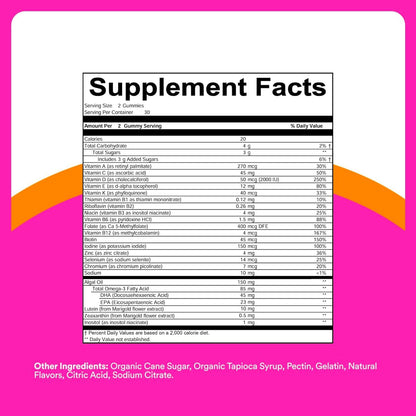 SmartyPants Teen Girl Multivitamin Gummies - Omega-3, Vitamin C, D3, B12, Biotin - 60 Gummies (30 Day Supply)