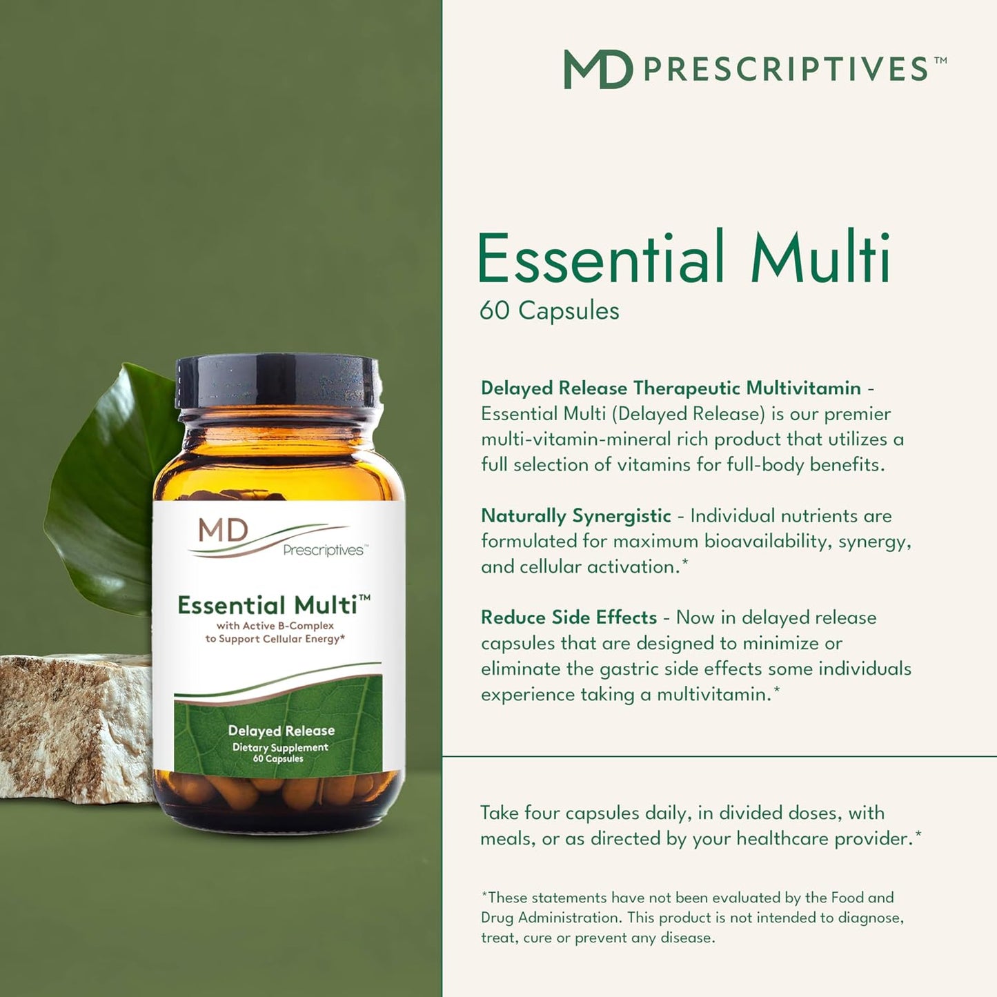 MD Prescriptives - Essential Multi (Delayed Release) - Multivitamin Mineral Complex Supplement for Hormonal Health - 60 Capsules - görsel 3