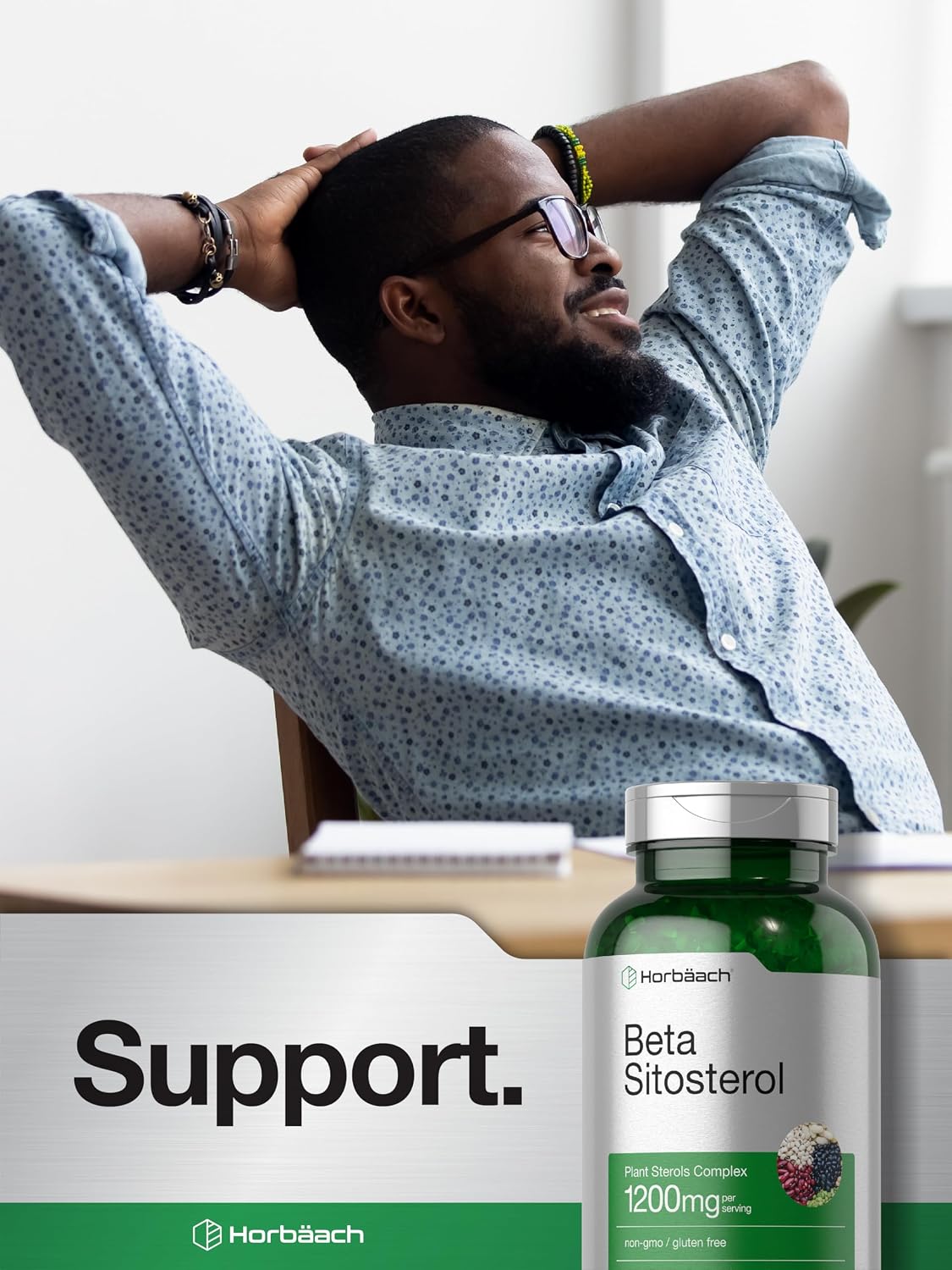 Horbäach Beta Sitosterol 1200 mg, 240 Soft gel capsule Capsules, Plant Sterols Complex, Non-GMO, Gluten-free Supplement - görsel 6