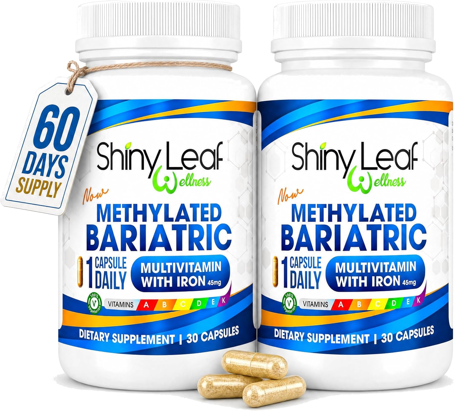 Shiny Leaf Methylated Bariatric Multivitamin with Iron 45mg – Once Daily Capsule, ASMBS Compliant, for Gastric Bypass & Sleeve, 4-Pack (360 Count) - görsel 10