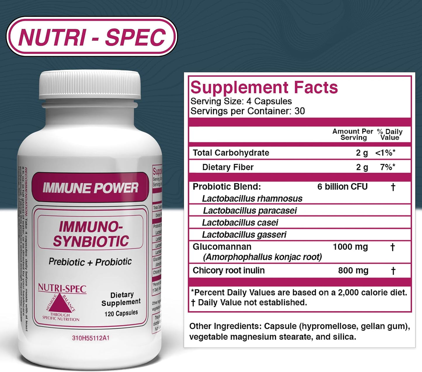 Nutri-Spec Immune Power Synbiotic - Probiotic and Prebiotic Food Supplement (120 Capsules) - görsel 5
