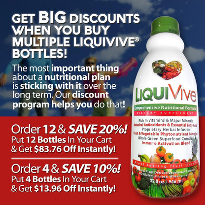 LiquiVive Mega Nutrition Liquid Multivitamin - Vegan, Non-GMO, Gluten-Free, 946 ml