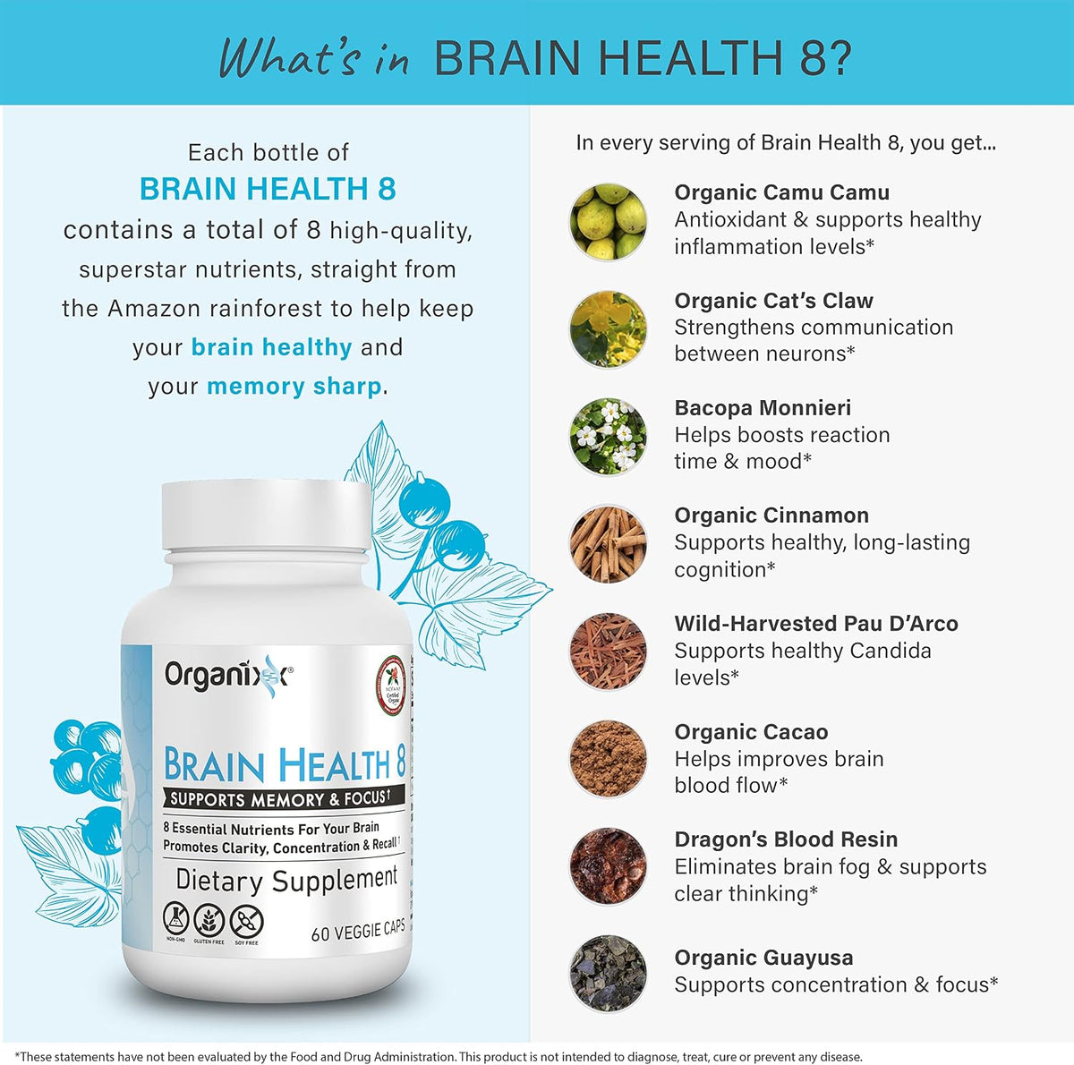 Organixx Ageless Brain – Brain Health Food Supplement – 60 Vegetarian Capsules - görsel 5
