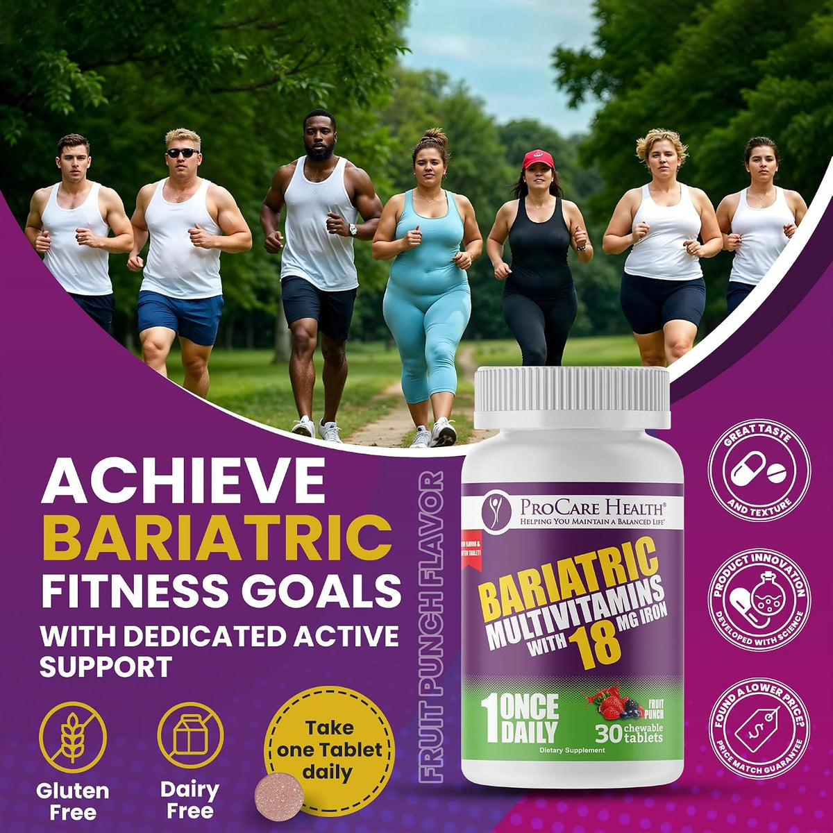 ProCare Health Bariatric Chewable Multivitamin with Iron 18mg (30 Tablets) – Fruit Punch Flavour - görsel 4