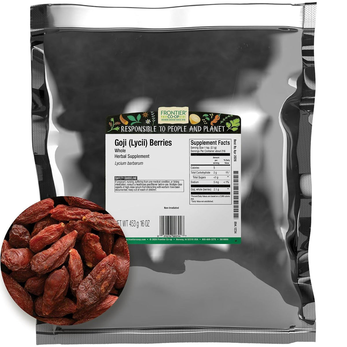 Frontier Co-op Whole Goji Berries (Gou Qi Zi), 454 g - görsel 1