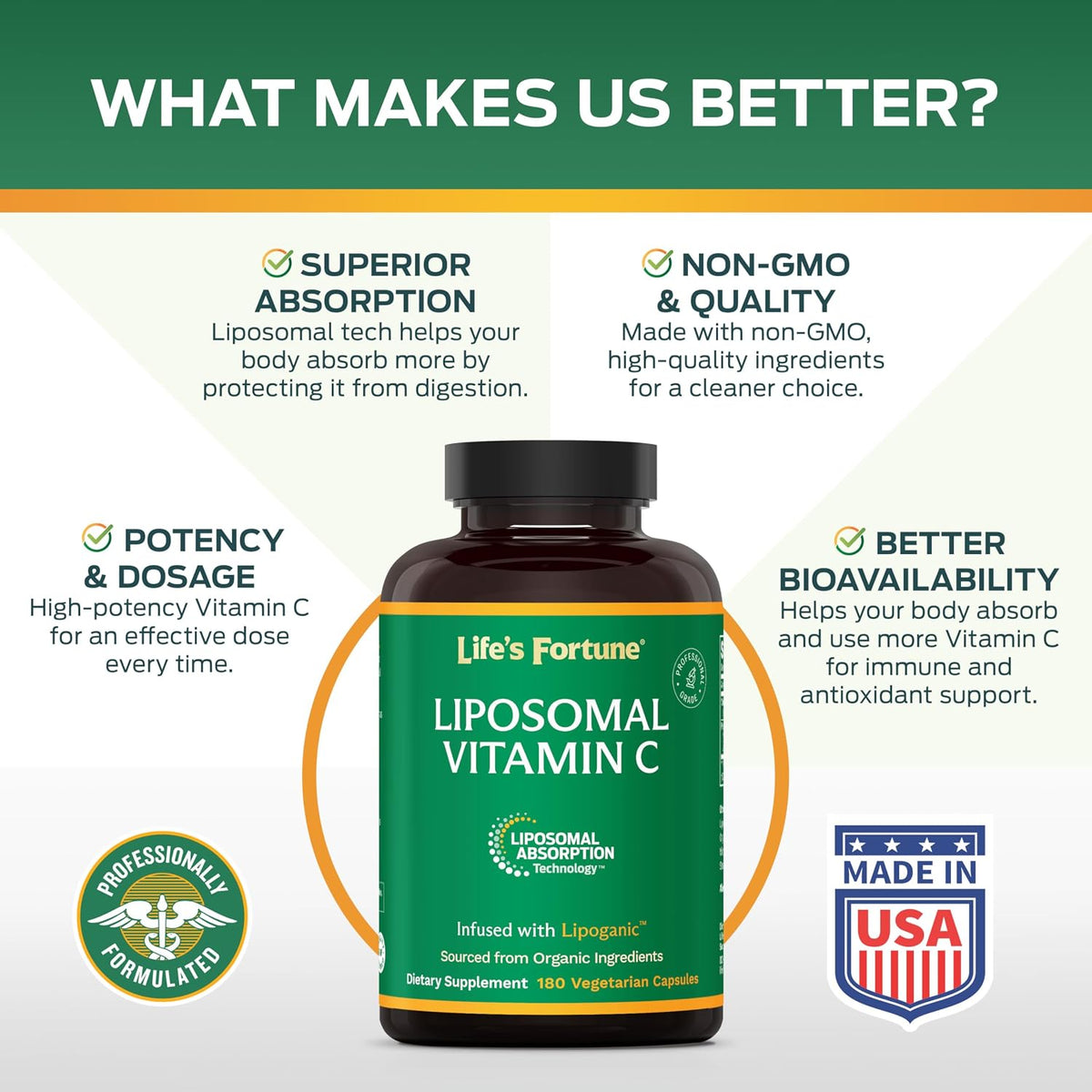 Life's Fortune Liposomal Vitamin C 2100 mg – 180 Capsules - görsel 2