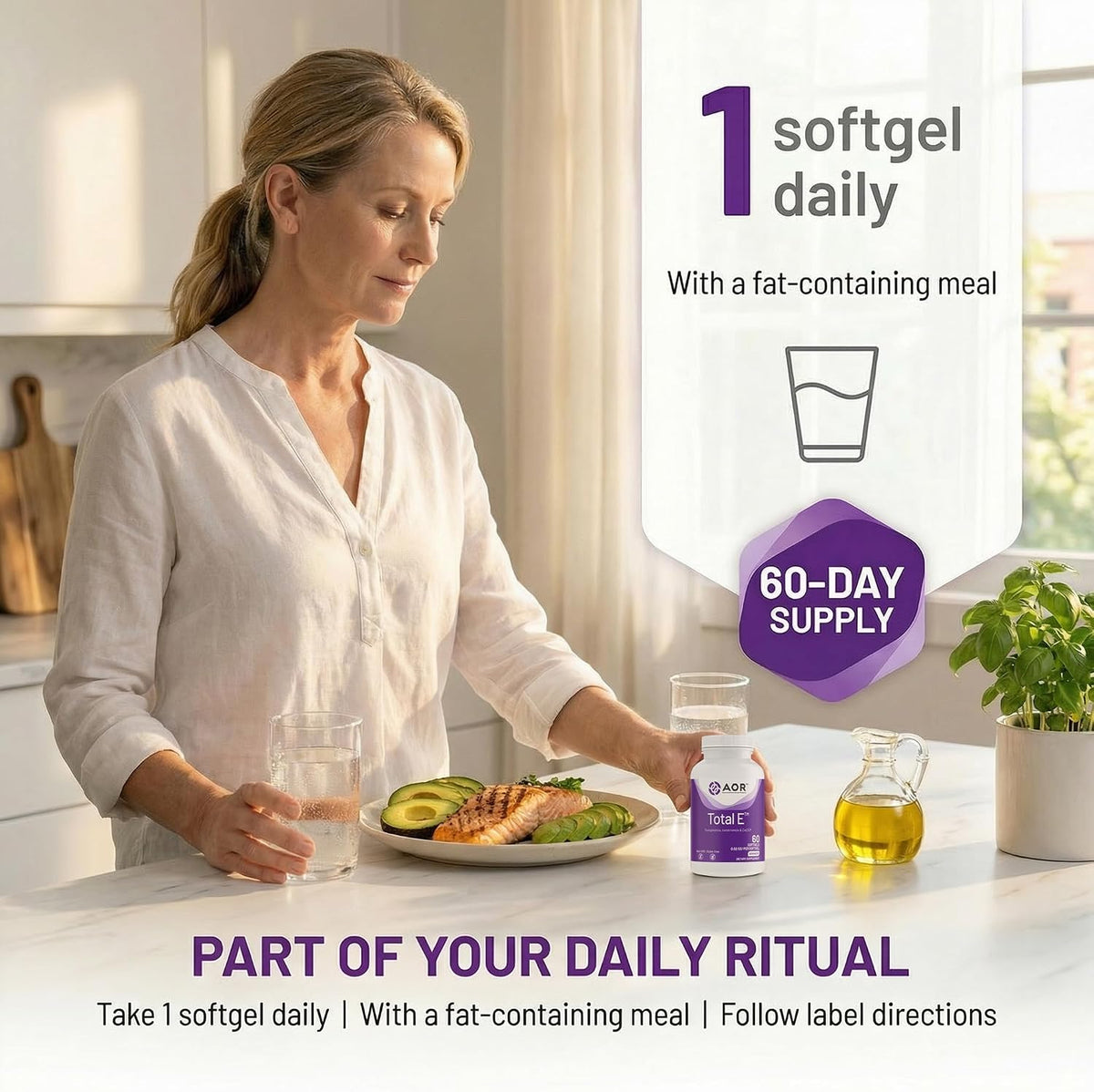 AOR Total E 445 mg with CoQ10, 60 Softgels - görsel 4
