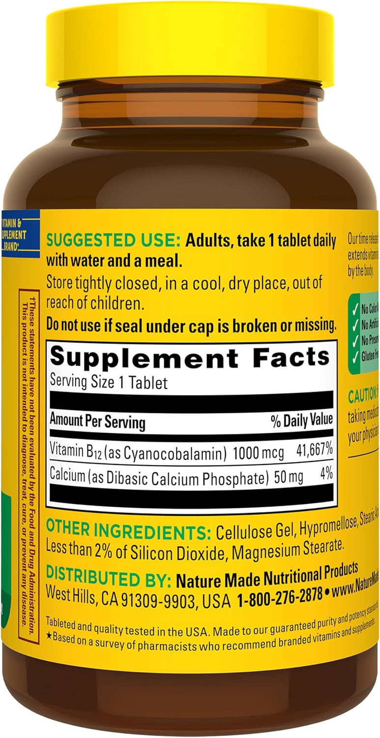 Nature Made Vitamin B12 1000 mcg Timed Release Tablets, 160 Tablets - görsel 8