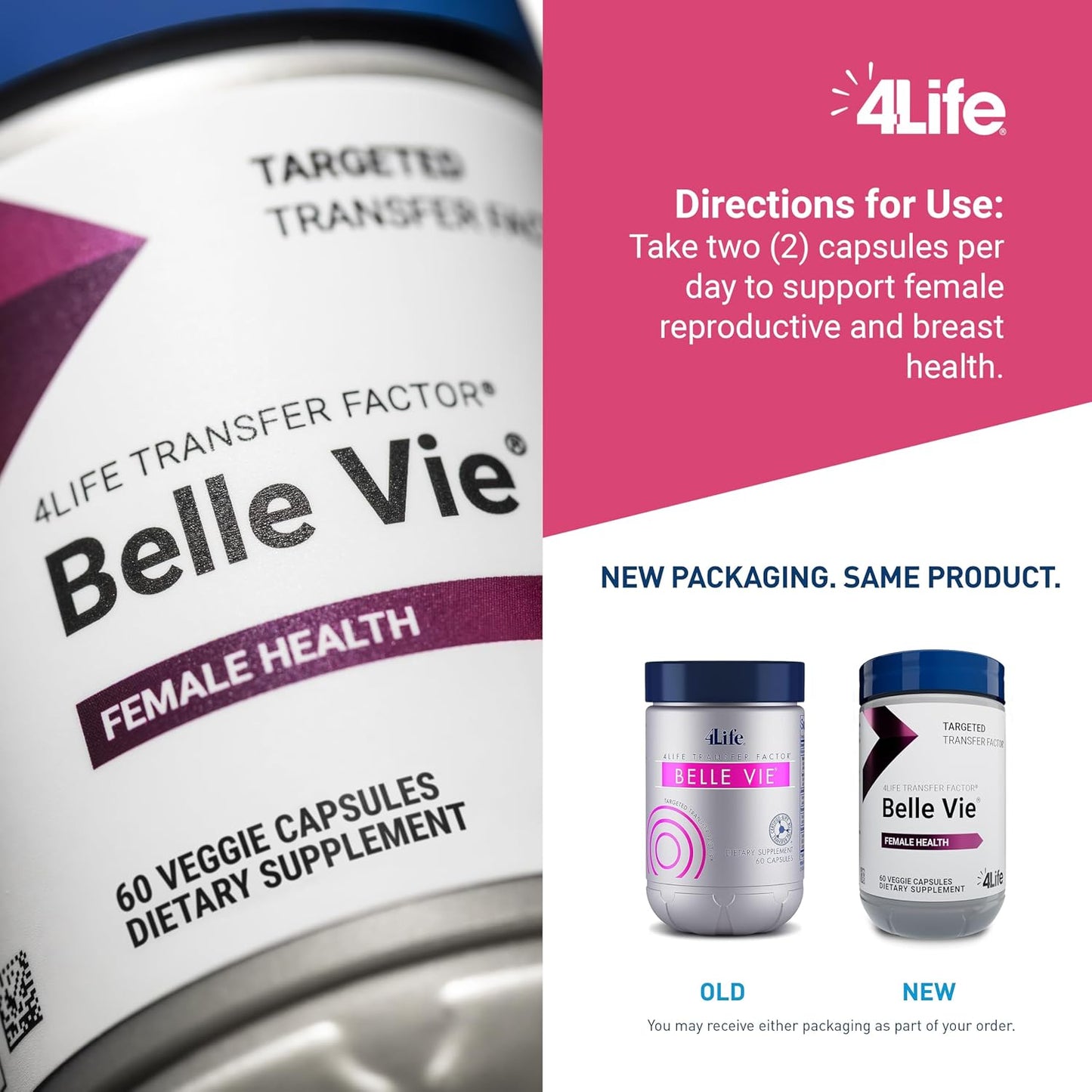 4Life Transfer Factor Belle Vie Women's Hormone Support, 60 Veggie Capsules - görsel 4