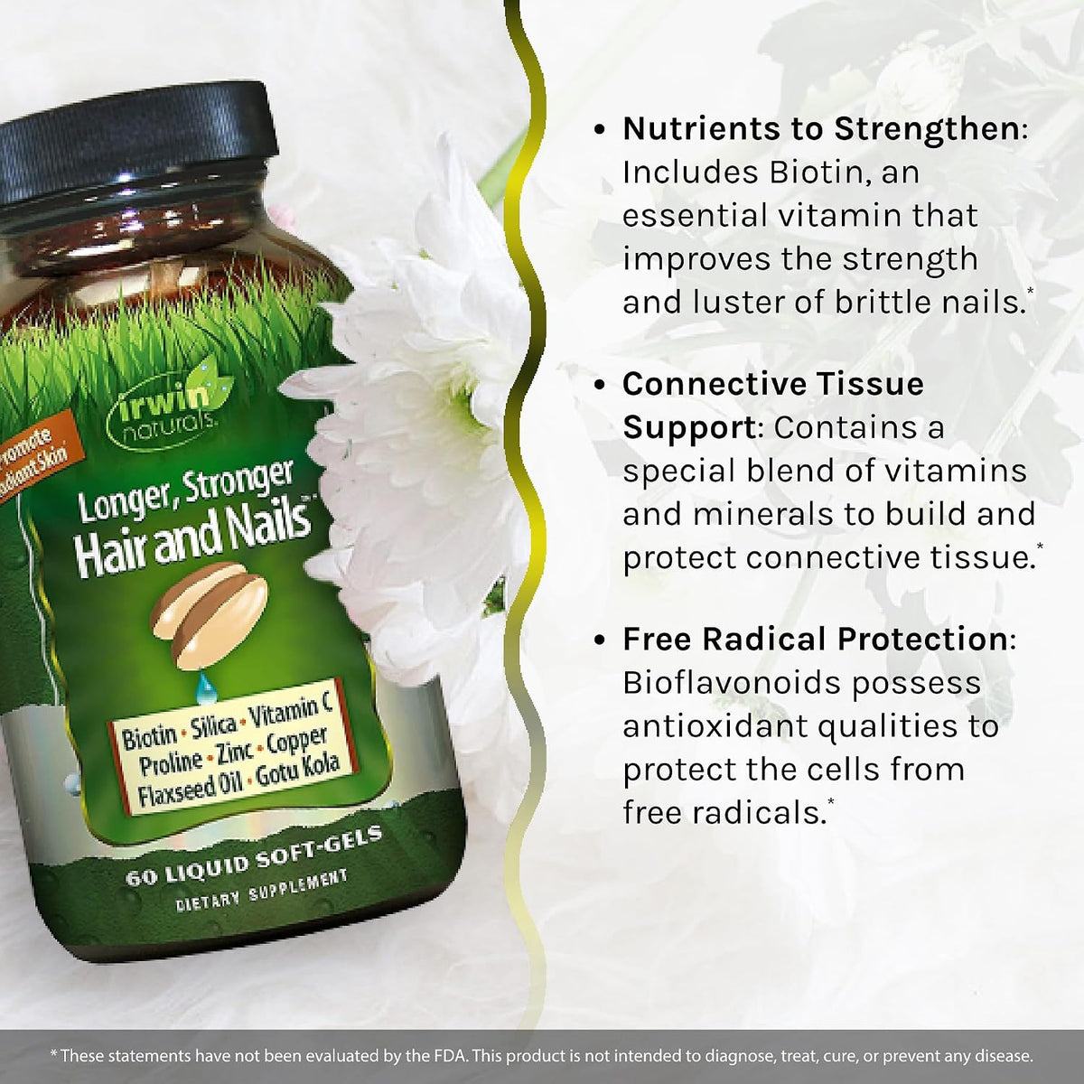 Irwin Naturals Longer, Stronger Hair and Nails - Promotes Vibrant Shine, Texture and Strength - 60 Liquid Softgels - görsel 4