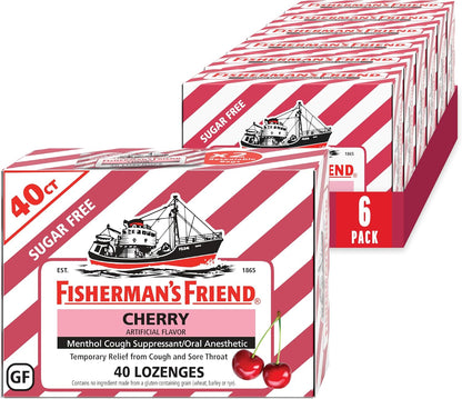 Fisherman's Friend Original Extra Strong Cough Lozenges - 10mg Menthol - 38 Lozenges per Pack (6-Pack)