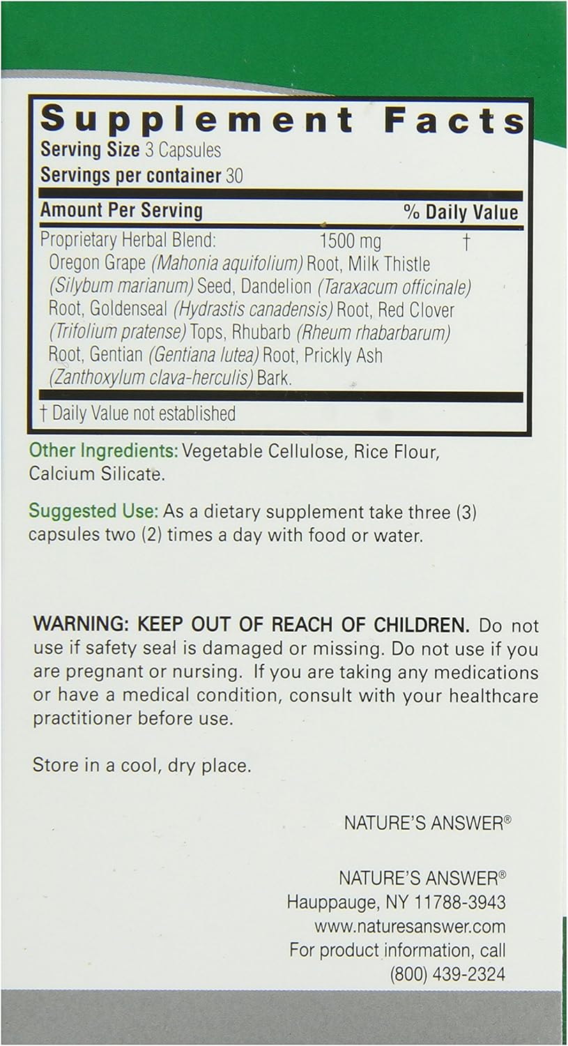 Nature's Answer Liver Support - Herbal Combination with Milk Thistle & Dandelion, 1500 mg, 90 Capsules - görsel 2
