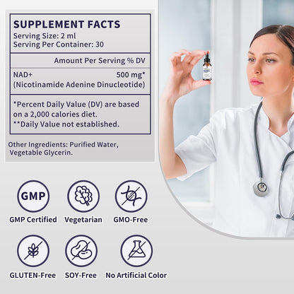 Women's NAD Liquid Supplement, 500mg Liposomal NAD – Cellular Energy Support, Vegan and Sugar-Free
