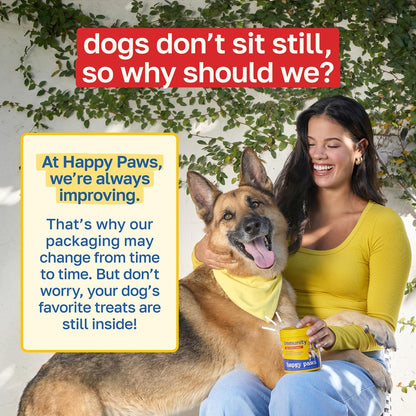Happy Paws Turmeric Supplement for Dogs, Daily Wellness and Immunity Support for All Breeds and Ages, Made with Turmeric, Colostrum & Turkey Tail Mushrooms, Pumpkin Flavour, Non GMO, 200 Soft Chews