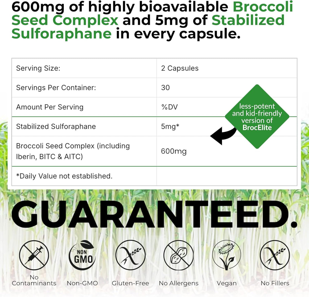BrocElite Kids Broccoli Supplement with Stabilised Sulforaphane – 60 Vegan Capsules - görsel 2