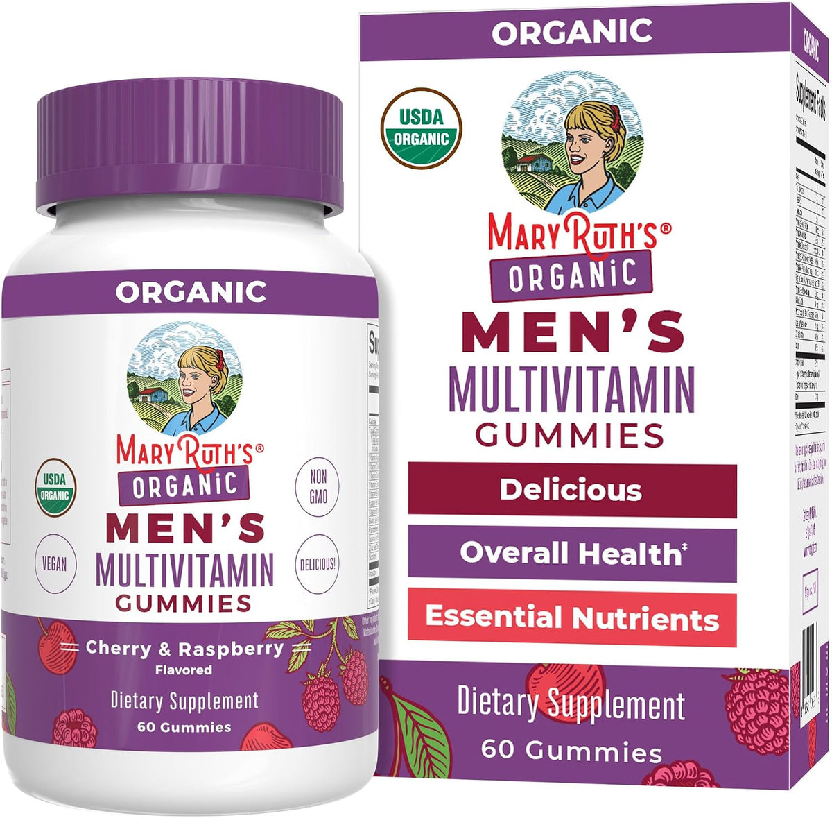 MaryRuth's Organics Men's Vitamin Gummy - USDA Organic, Vegan, Multivitamin for Immune Support, 60 Gummies - görsel 1