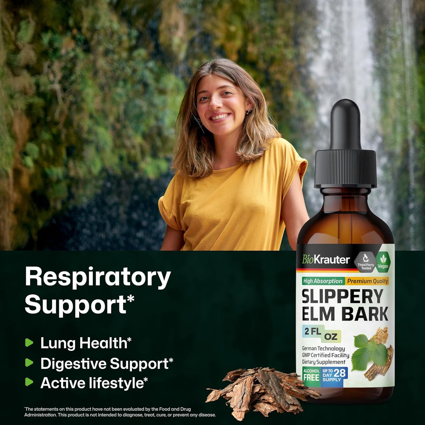 Slippery Elm Bark Tincture – Pure Liquid Drops for Digestive & Respiratory Health - görsel 2