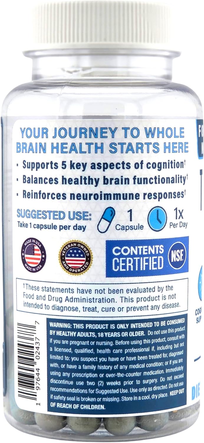 TriNeuro Daily Brain Supplement – NSF Certified, Formulated by a Neurosurgeon, with Phosphatidylserine, Resveratrol & Glutathione, 30 Capsules - görsel 2