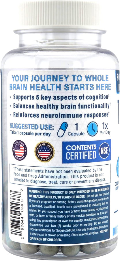 TriNeuro Daily Brain Supplement – NSF Certified, Formulated by a Neurosurgeon, with Phosphatidylserine, Resveratrol & Glutathione, 30 Capsules