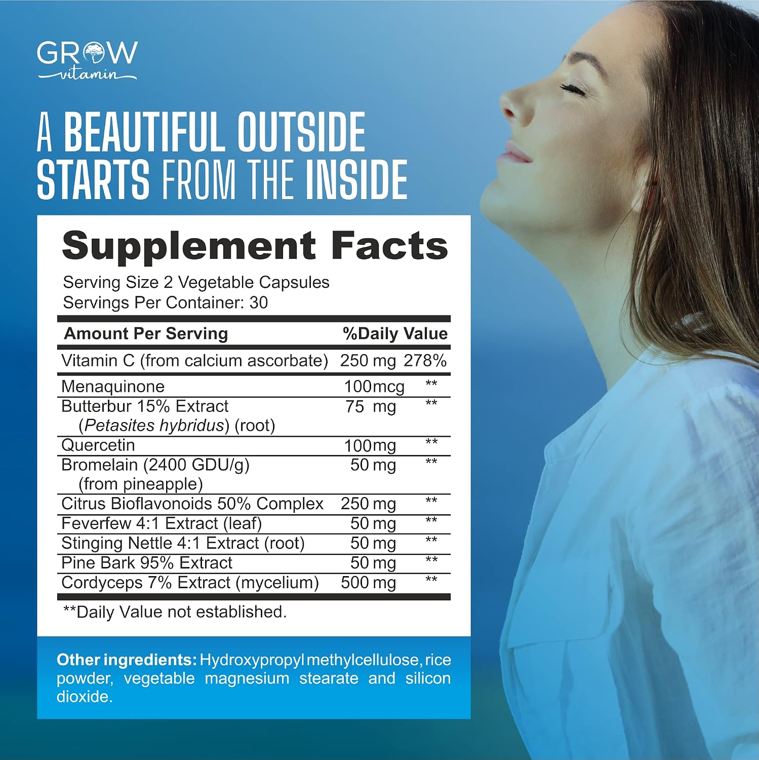 Grow Vitamin Lung Health – Respiratory Support Supplement with Vitamin C and Stinging Nettle, 60 Vegetarian Capsules - görsel 3