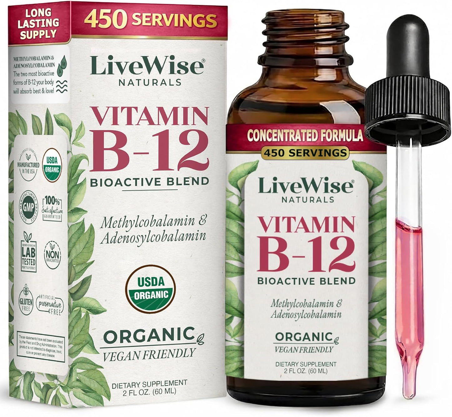 Live Wise Naturals Vitamin B12 Liquid Drops for Children – Vegan, Non-GM, Low Dose (5mcg per serving) - görsel 10