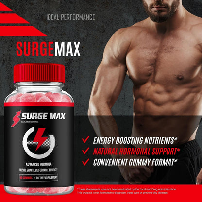Surge Max Gummies, Official Surge Max Gummies for Men - High Strength Natural Support, All Natural Ingredients for Overall Wellbeing, SurgeMax Advanced Formula Gummy Reviews (2 Pack)