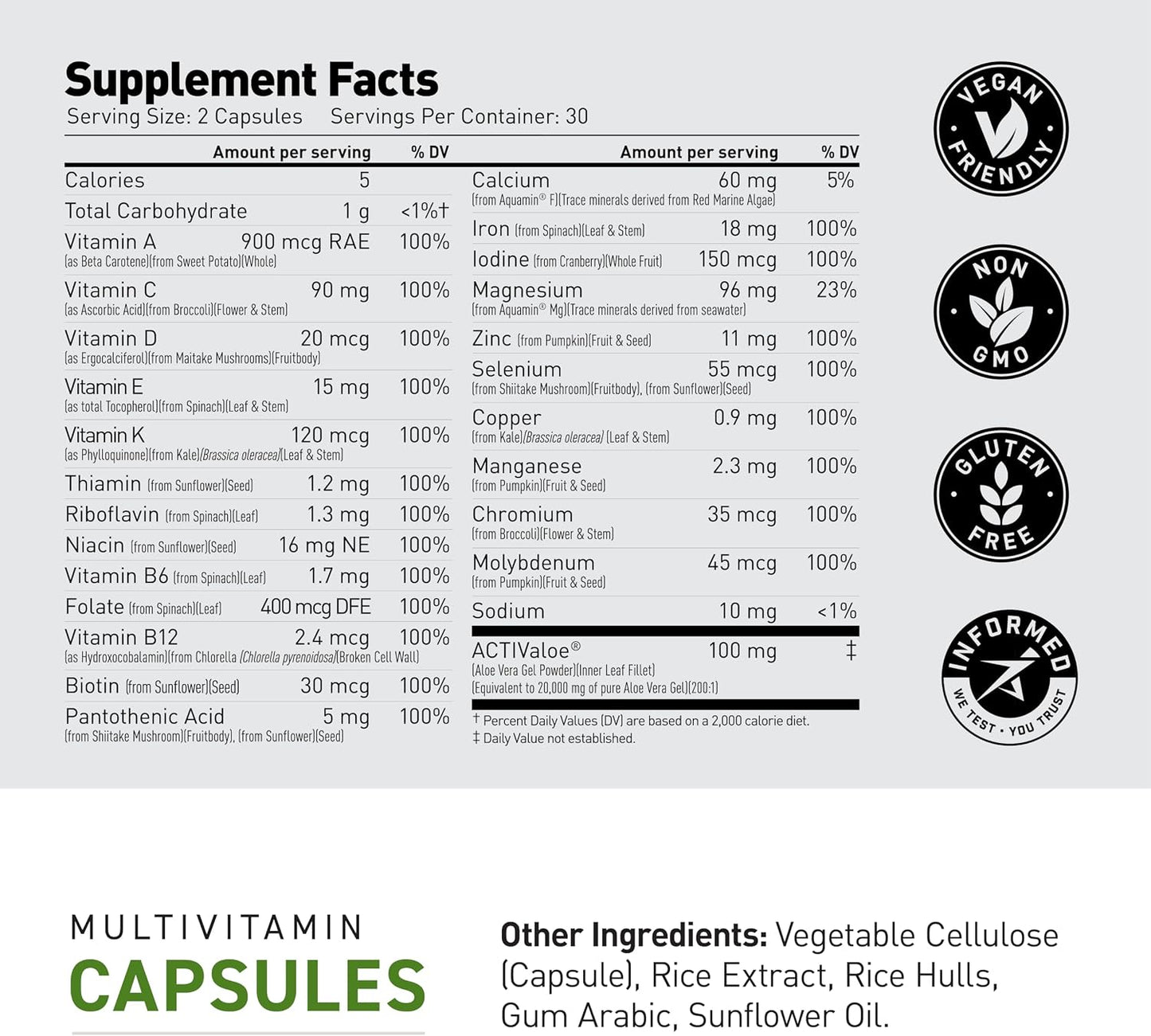 Kaged Multivitamin Capsules - Whole Food Organic Fruits & Vegetables, Plant-Based Vegan, 30 Servings - görsel 6