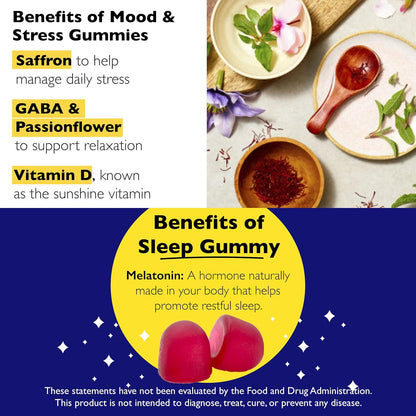 Bach RESCUE Plus Sleep Gummies & Mood Support Gummies - 2 Pack, 60 Gummies per Bottle (120 Total)