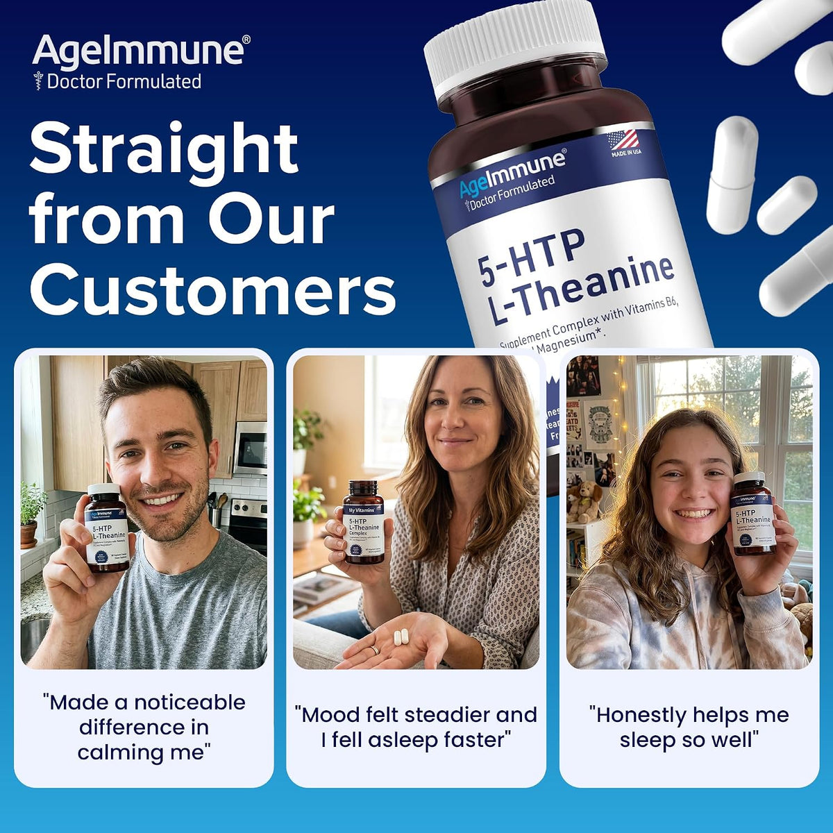 5-HTP 100mg with L-Theanine 400mg - Stress Relief & Relaxation Support for Teens and Adults - görsel 6