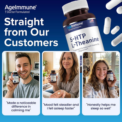 5-HTP 100mg with L-Theanine 400mg - Stress Relief & Relaxation Support for Teens and Adults