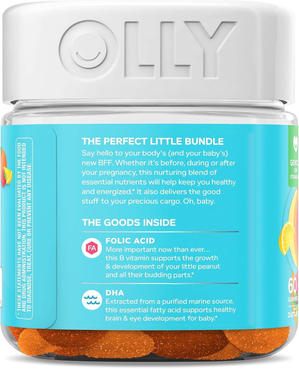Olly Prenatal Multivitamin Gummy, Folic Acid, Vitamin D, Omega DHA, Chewable Supplement, 60 Gummies (3 Count) - görsel 2
