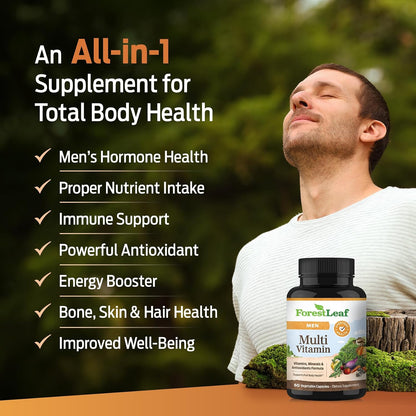 ForestLeaf Daily Multivitamin for Men – Men's Multivitamins & Multiminerals Supplement | 60 Veg Capsules
