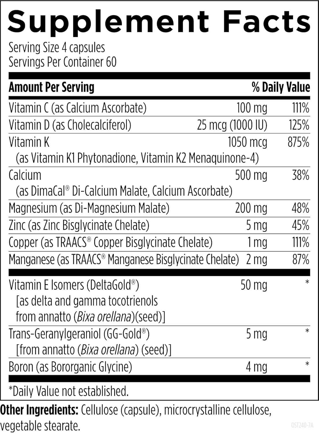 Designs for Health OsteoForce - Premium Bone Support Supplement with Calcium Malate, Magnesium, Zinc Bisglycinate, Vitamins D & K - Non-GMO, Soy Free (240 Capsules) - görsel 3