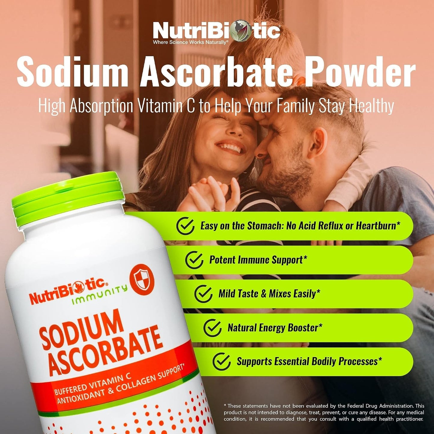 NutriBiotic Sodium Ascorbate Buffered Vitamin C Powder, 16 oz - görsel 2