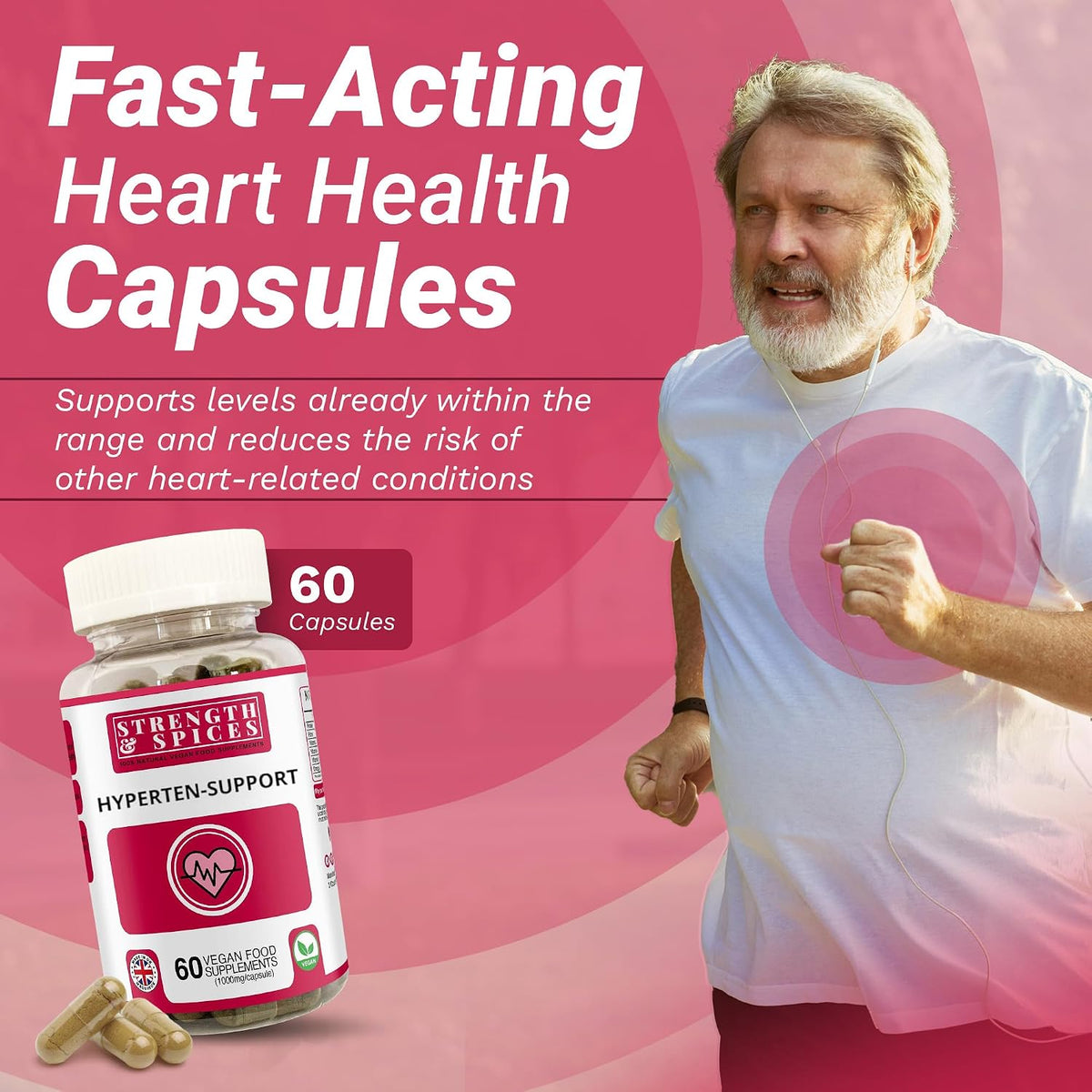 Strength & Spices Hypertensupport - Natural Cardiovascular Support Supplement with Hawthorn Berry & Grape Seed - 60 Vegan Capsules - görsel 1