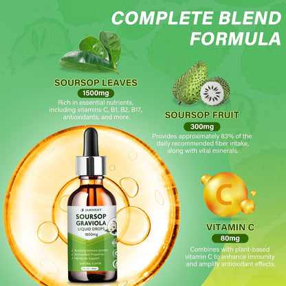 Jardient Soursop Bitters Extract Liquid Oil – Organic Graviola Supplement, 60 ml (2-Pack)