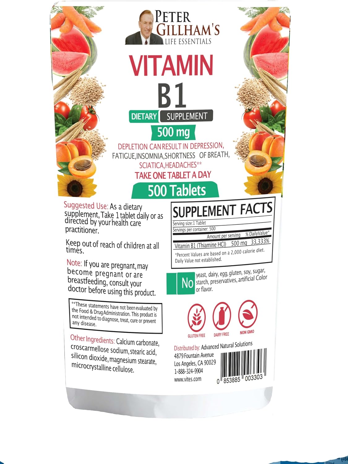 Peter's Choice Thiamine (Vitamin B1) 500mg Tablets, 100 Tablets - görsel 3